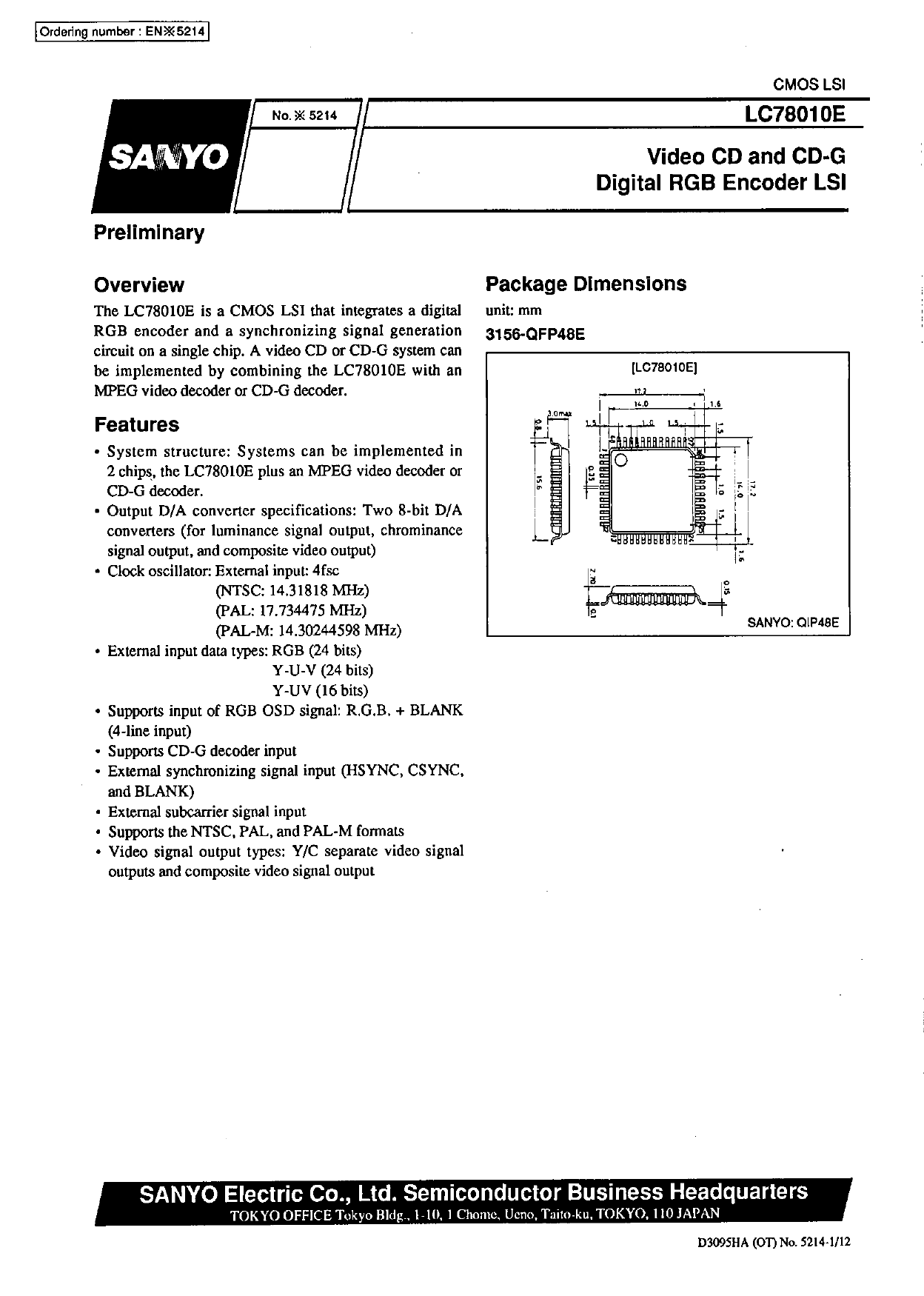 LC78010E Datasheet, LC78010E PDF,ピン配置, 機能